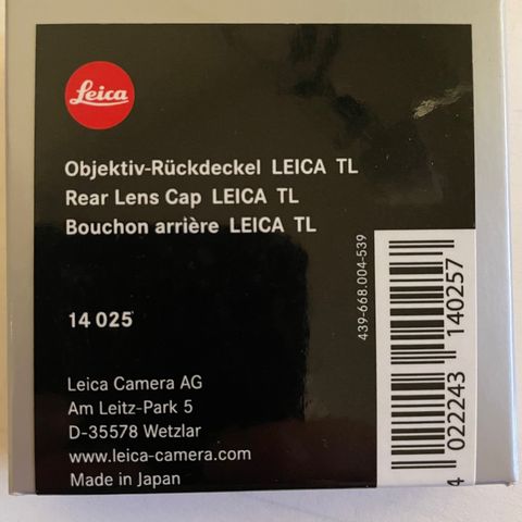 Leica bakre objektivdeksel TL, CL, TL2 osv.