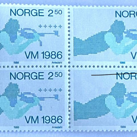 Norge 1986 VM i skiskyting  NK 988 4-blokk  Postfrisk