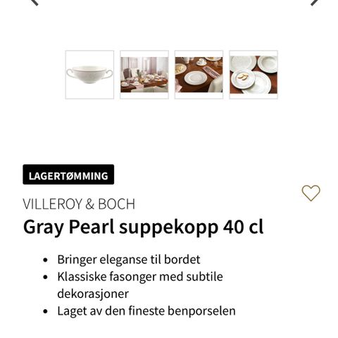 Villeroy & Boch Grey Pearl  suppekopper ,middagstallerkener