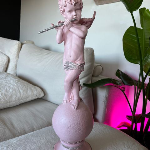 Rosa Glitter Engel Kjerub Statue!