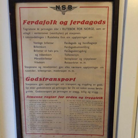 Orginalen NSB plakat fra 1938