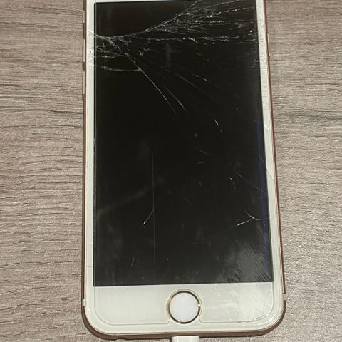 iPhone 6 med knust skjerm Rosegull