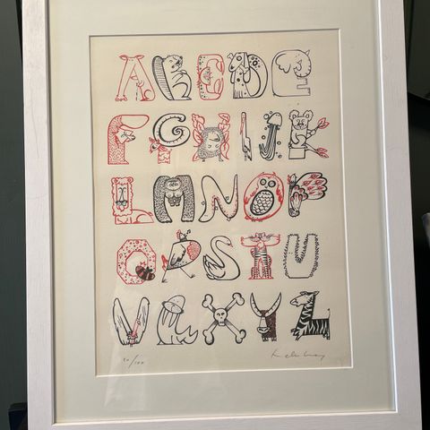 Animal alphabet print signert