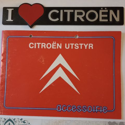 Citroen brosjyre og merkeskilt frå min kjære Citroen GS 1970-tallet