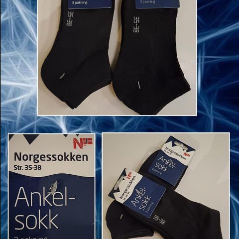 Norgessokken, ankelsokker. 6 par. Unisex