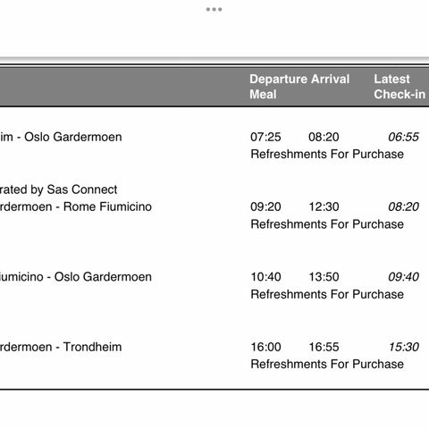 flybilletter ungdom & voksen Trondheim-Osl-Roma 23/6 - 5/7 2024