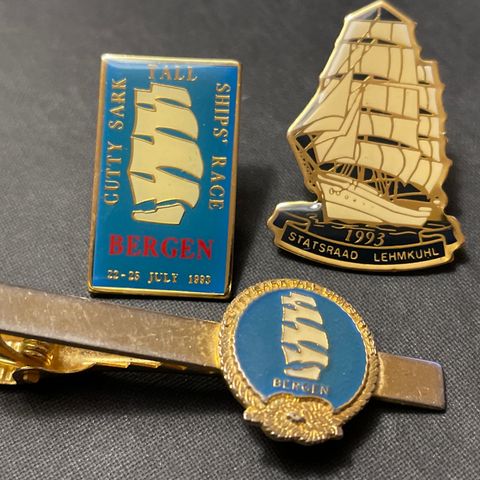 Statsraad Lehmkuhl Bergen Cutty Sark Tall Ships’ Race slipsnål og pins