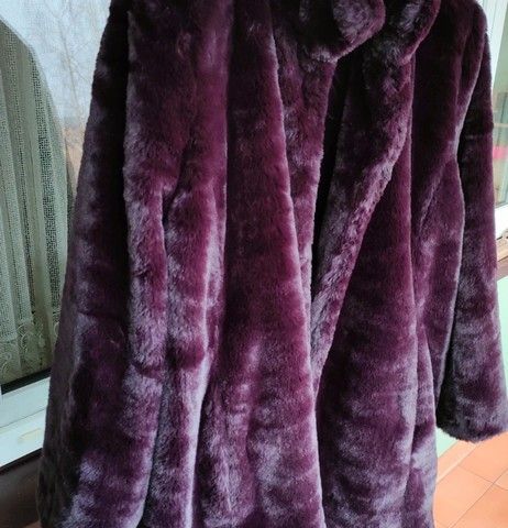 VILA fuskepels faux fur kåpe burgundy