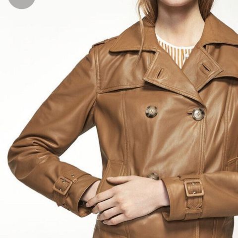 NY - MASSIMO DUTTI - Kort trenchcoat av saueskinn - Nappa skinn - Strs. S