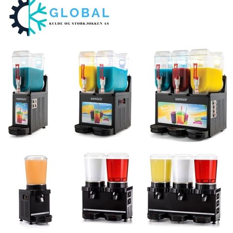 Slush maskin, Juice, Saft, Ayran dispenser ENKEL-DOBBEL-TRIPPEL fra GLOBAL KULDE