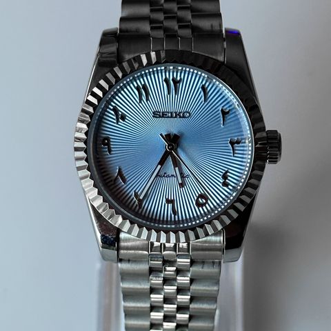 (NY) Seiko "Sky Blue" Arabic Datejust Mod