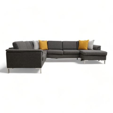 FRI FRAKT | Nyrenset | Mørk grå u-sofa fra A-Møbler
