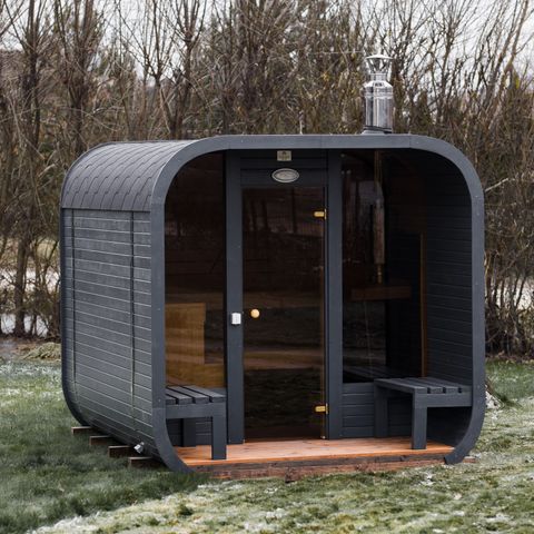 3M CUBE sauna med terrasse og vedovn med 15 % rabatt!