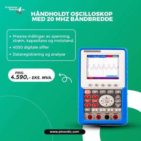 Håndholdt Oscilloskop Med 20 MHz Båndbredde, 1 Kanal Og 100 MS/S Sampling Rate.