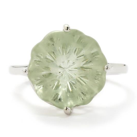 Brazilian Green Amethyst Prasiolite 10ct Sølv 925 Silver Limited Ring Str.57