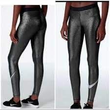 NY - Nike Pro Black with Silver  Metallic Sparkle Leggings - Strs. S