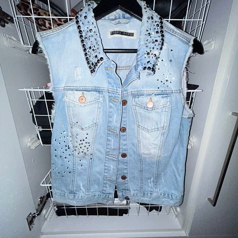 Denim vest med strass