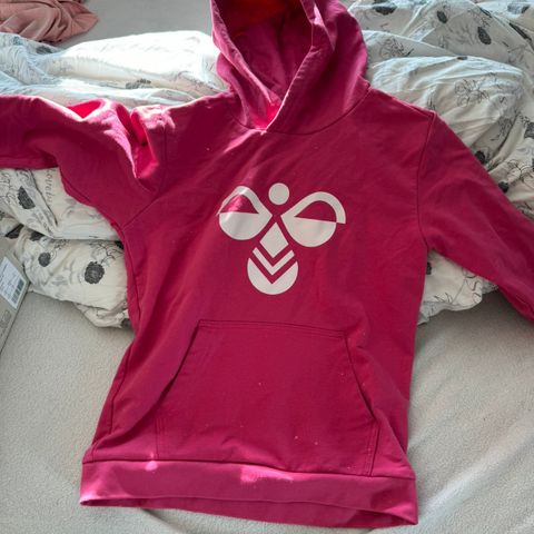 Joggedress bukse og genser hummel rosa/blå (str 140)