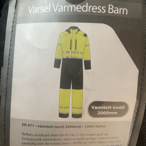 Varsel varmedress str 14 års