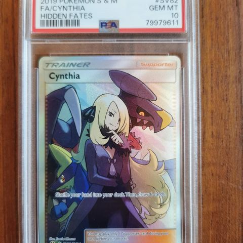 Pokémon Cynthia SV82 Hidden Fates PSA 10