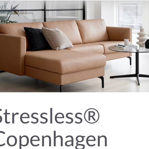 Stressless skinnsofa m/sjeselong