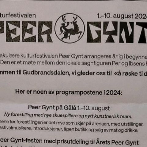 Billett til Peer Gynt på Gålå 5. august selges rimelig!