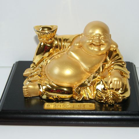 Kinesisk Feng Shui Velsignelse Gull Glad Buddha for Lucky Fortune