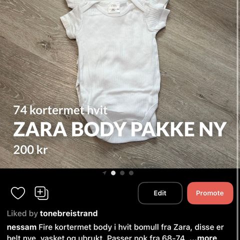 Zara body pakke NY, 74 kortermet hvit