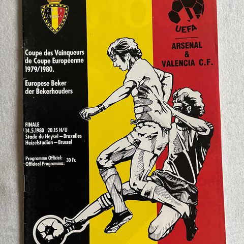 Program Arsenal - Valencia Europacup Finale 1980