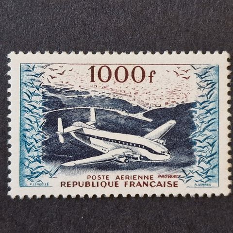 Frankrike luftpost - Provence Fly 1954 år - Postfrisk 1000 frank