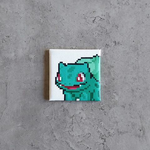 🎨Håndmalt pixel art på lerret: mini-pokémon 10x10 🎨