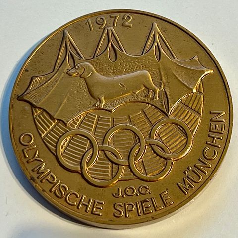 Massiv, tung og stor OL medalje fra Mûnchen 1972 (70mm/8mm)