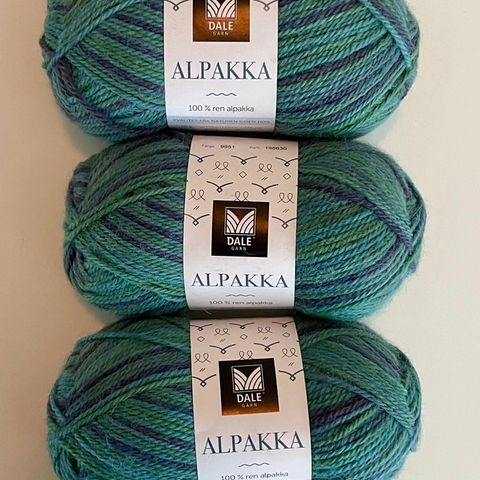 🧶 5 nøster flerfarget Alpakka fra Dalegarn