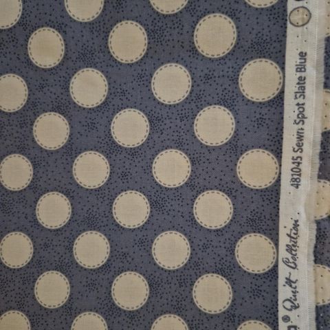 Flott nytt blått stoff, fast bomull, quilt, Tilda 3 meter blå/ hvit