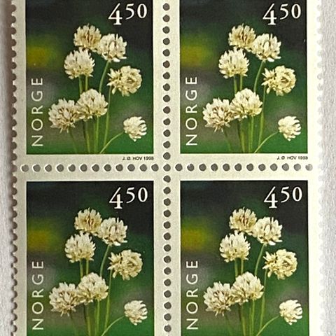 Norge 1998 Norsk flora II Hvitkløver NK 1320 4-blokk Postfrisk