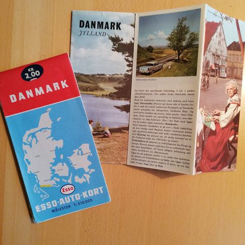 Danmark kart og turistbrosjyre 60-tallet