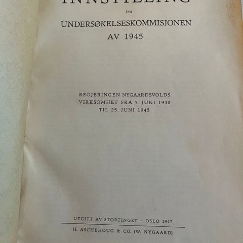 Innstilling fra undersøkelseskommisjonen av 1945