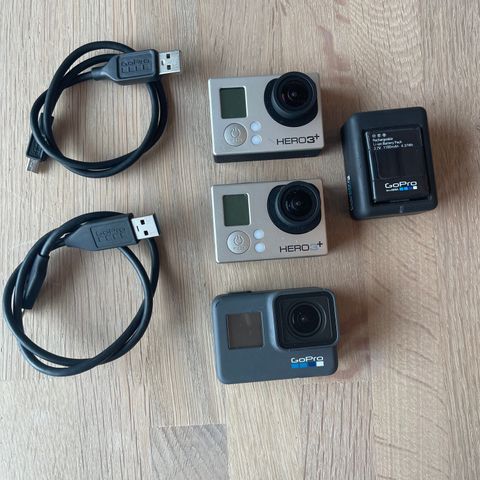 3stk GoPro selges med mye ulikt utstyr