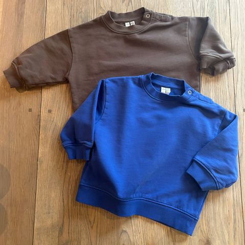 2 x ARKET sweatshirt genser royal blå + brun st. 6-12 måneder ~ pent brukt