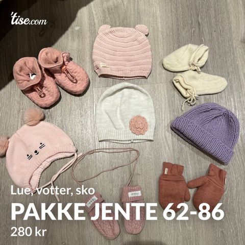 Pakke jente 62-86, lue, votter, sko