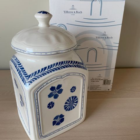 Villeroy & Boch krukke med lokk - Farmhouse Touch Blueflower Charm