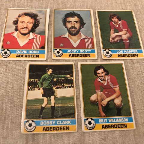 Aberdeen - 5 stk Topps 1977 fotballkort