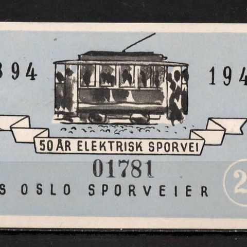 Trikke Billett A/S Oslo Sporveier 1894 - 1944