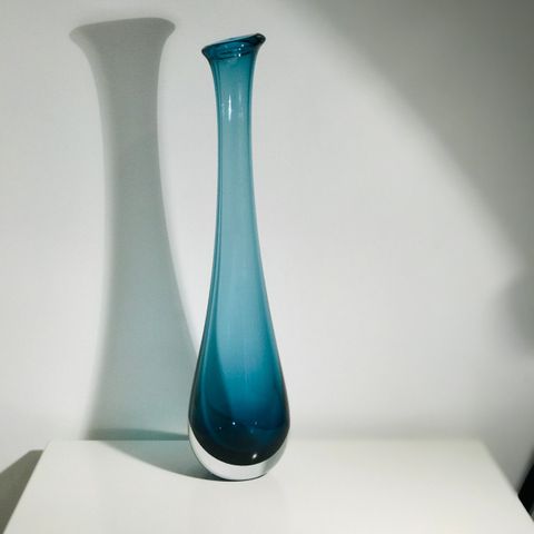 Vintage glassvase 1960, 31 cm høy