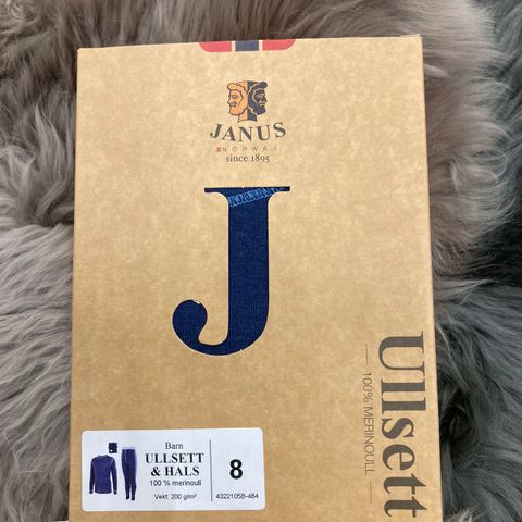 Ullsett Janus unisex, trøye, longs og buff, størrelse 8 år, 100 % merinoull
