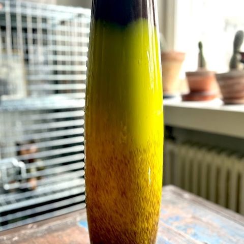 retro glass vase, 42 cm høy