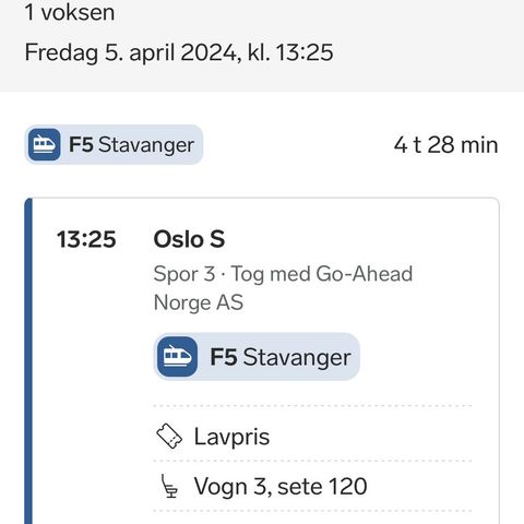 Togbilletter Oslo - Kristiansand tur/retur
