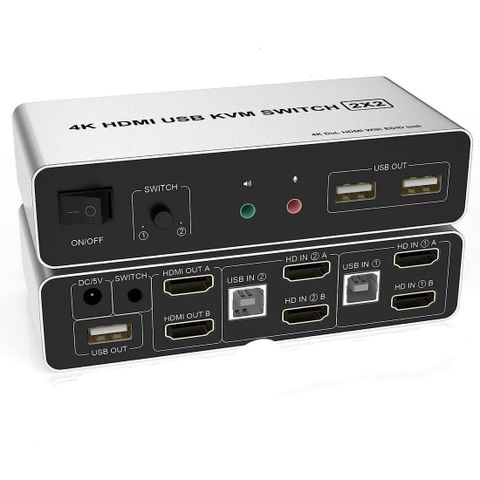 NÖRDIC KVM Switch 2x2 HDMI- UBRUKT