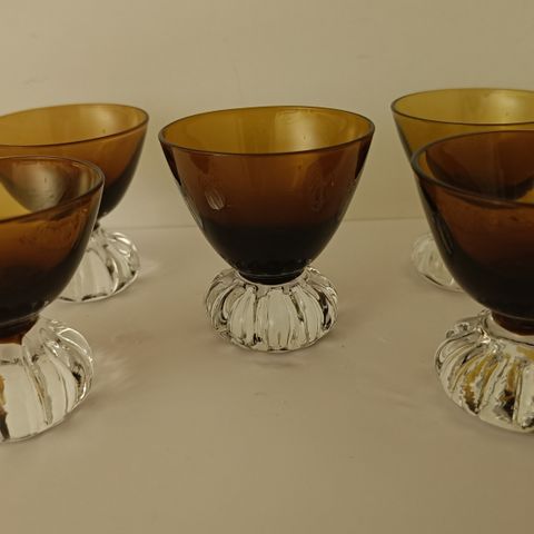 Fem stk. Vintage likørglass. 50-60 tall