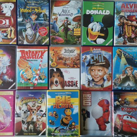 Stort utvalg barne-DVD (Disney m.m.) - kr 50 per stk